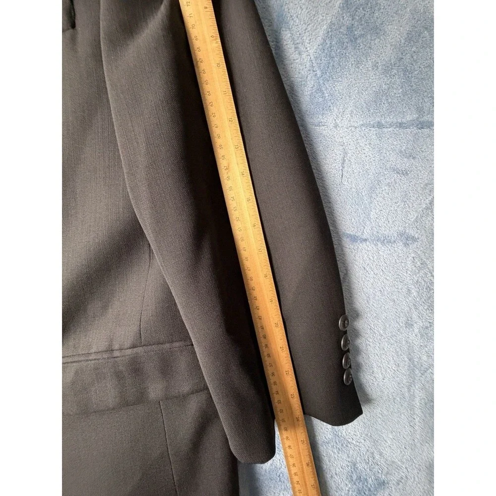 Vintage Bachrach Blazer Mens 44 Black 100% Wool Made Italy 4 Buttons Sport Coat
